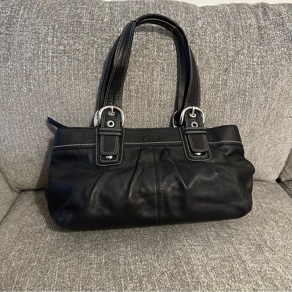 COACH Black Leather SoHo Medium Tote - Picture 4 of 11